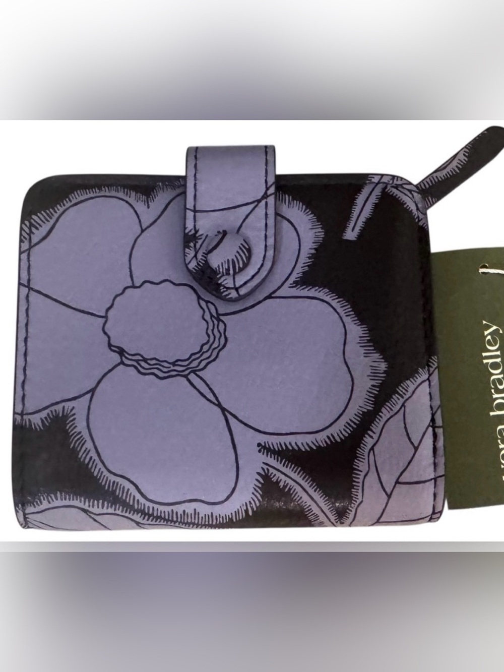 Vera Bradley Small Tab Wallet Appliqué Floral Coffee Bean in Leather - Picture 5 of 11